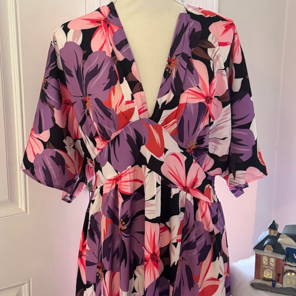 Women’s boutique floral boho split thigh maxi dress size  XL - Picture 5 of 11
